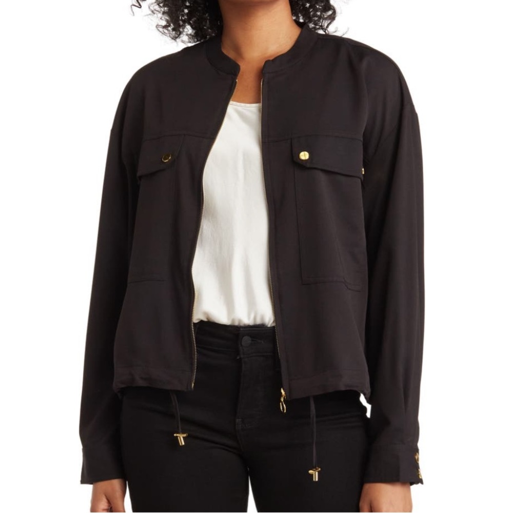 ELLEN TRACY Drawcord Front Zip Jacket